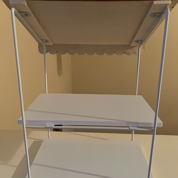 2-Tier Display Tray with Canopy Olive /White Striped - Picture 2 of 4